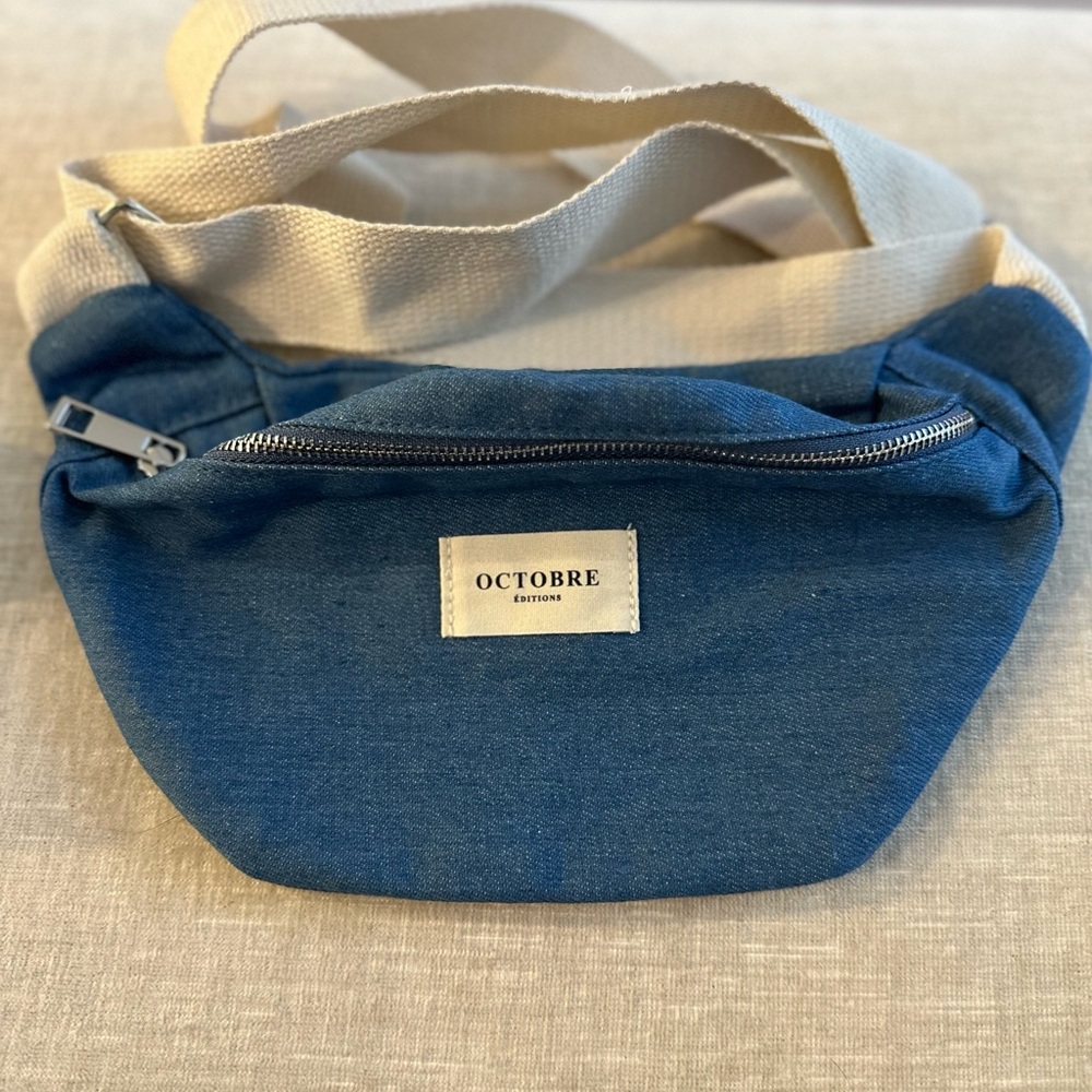 NEW sezane octobre editions denim bum bag